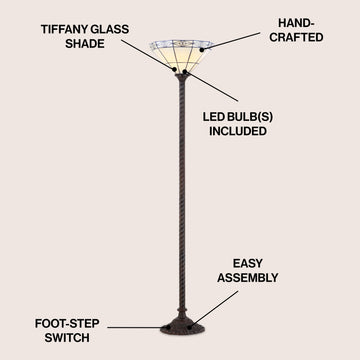 Moore Tiffany Style 68.57" Torchiere LED Floor Lamp - JONATHAN Y